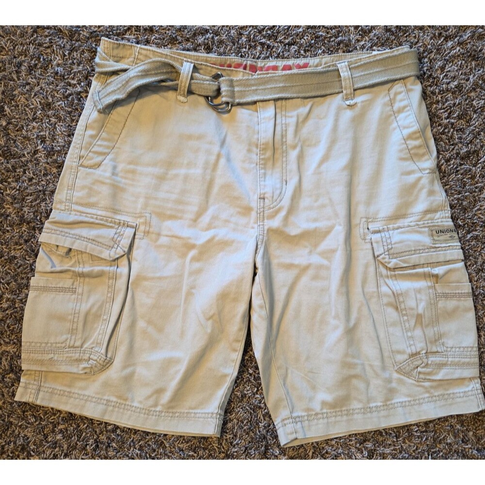 Unionbay Cargo Shorts W/ Belt Men's Size 36 Tan Cotton Blend